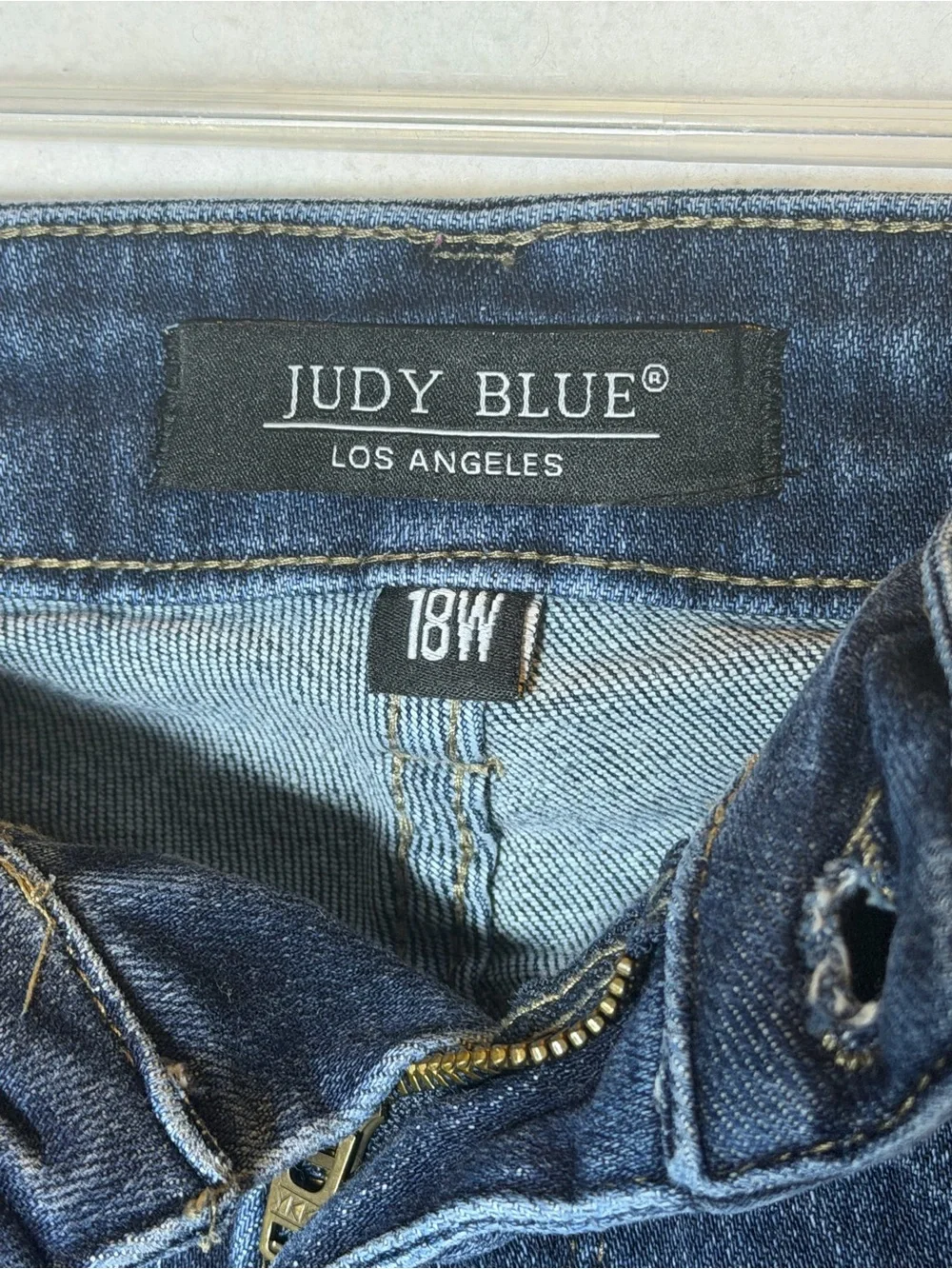 Judy Blue High Rise Skinny Jeans Distressed Raw Frayed Hem Dark Wash 18W - Picture 4 of 6